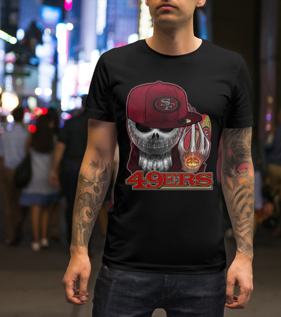 Jackskull 49ers SF Pumpkin Halloween Football T-Shirt