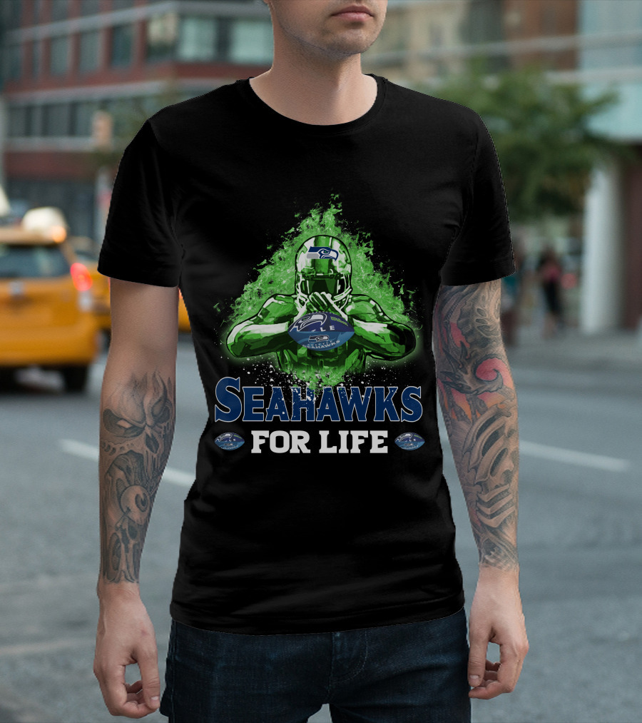 Seahawks For Life Seattle Football Fan Art Green Splash T-Shirt