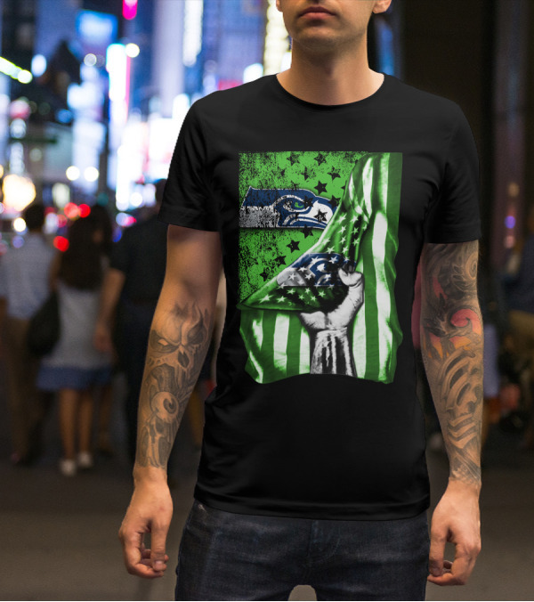 Seattle Seahawks Flag Stars And Stripes Concept T-Shirt