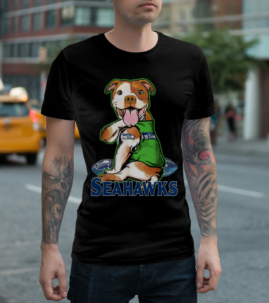 Pittbull Seattle Seahawks Fan Dog T-Shirt