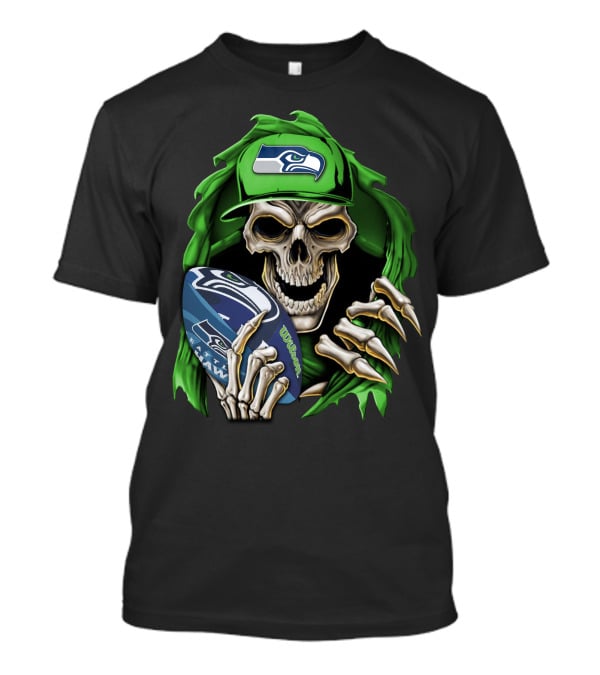 Skullbong Seattle Seahawks Football Skeleton T-Shirt