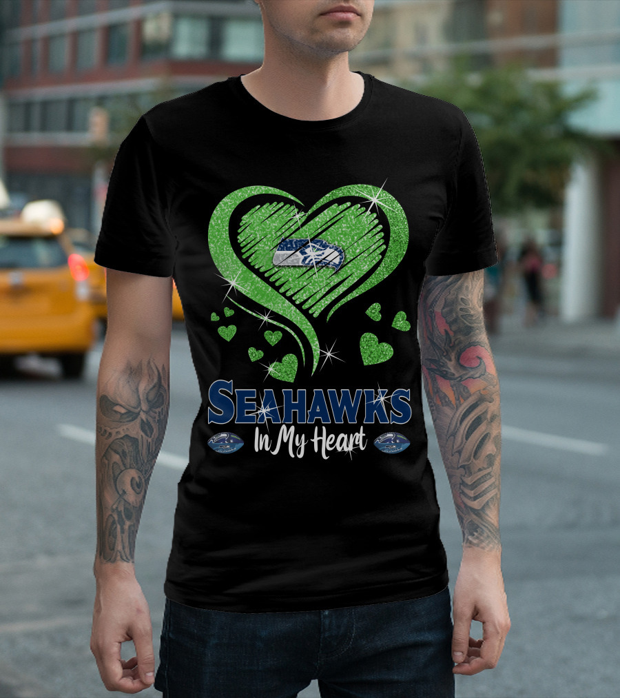 Seahawks In My Heart Sparkling Glitter Design with Team T-Shirt