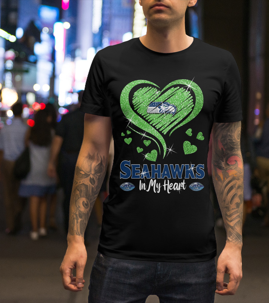 Seahawks In My Heart Sparkling Glitter Design With Team T-Shirt