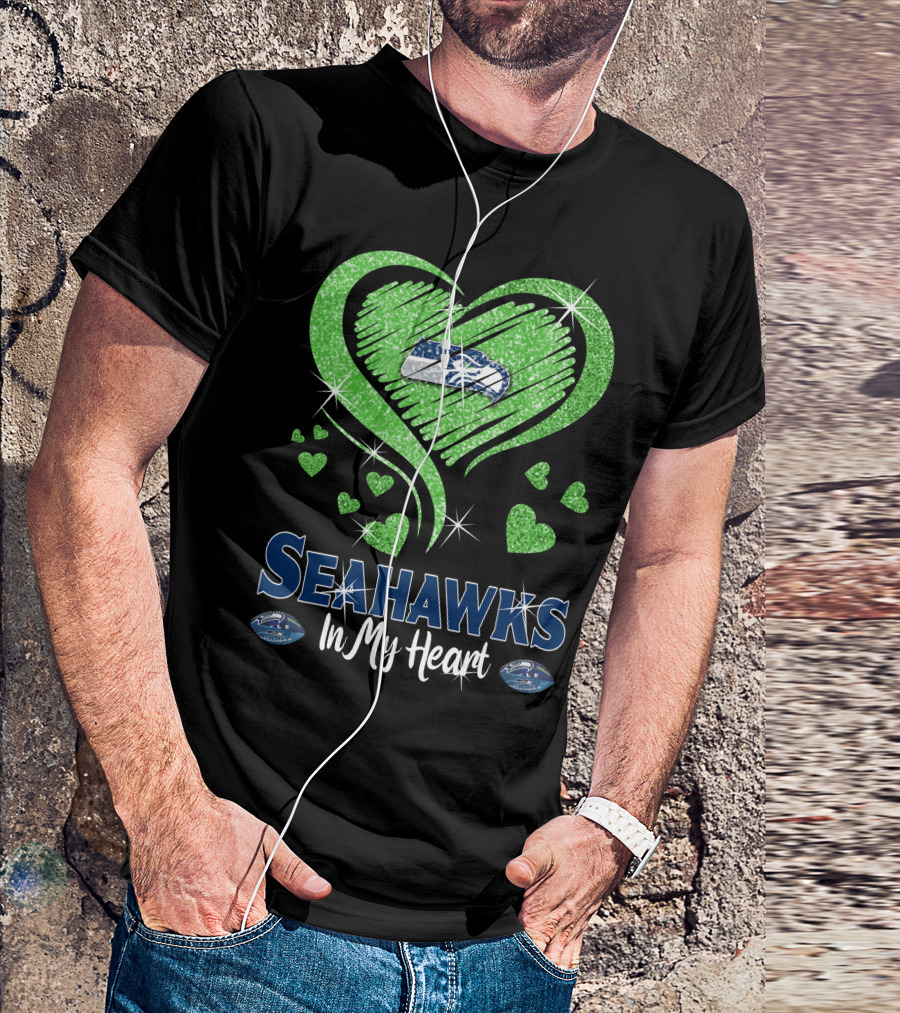 Seahawks In My Heart Sparkling Glitter Design With Team T-Shirt