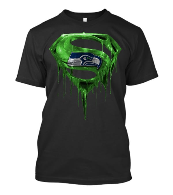 Superman Logo With Seattle Seahawks Emblem Spm T-Shirt