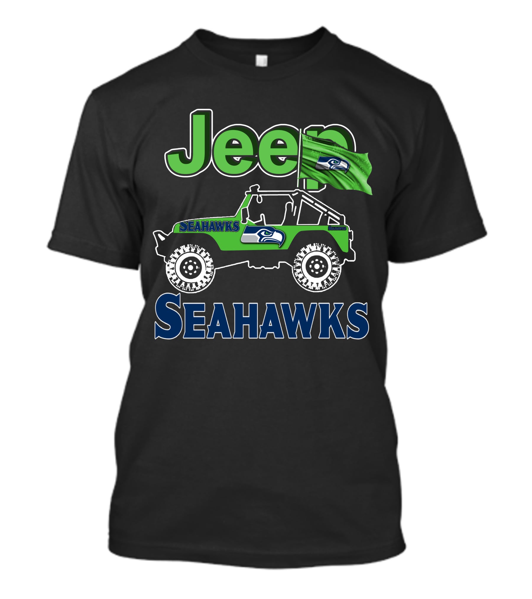 Jeep Seattle Seahawks Enthusiast Ride Flag T-Shirt