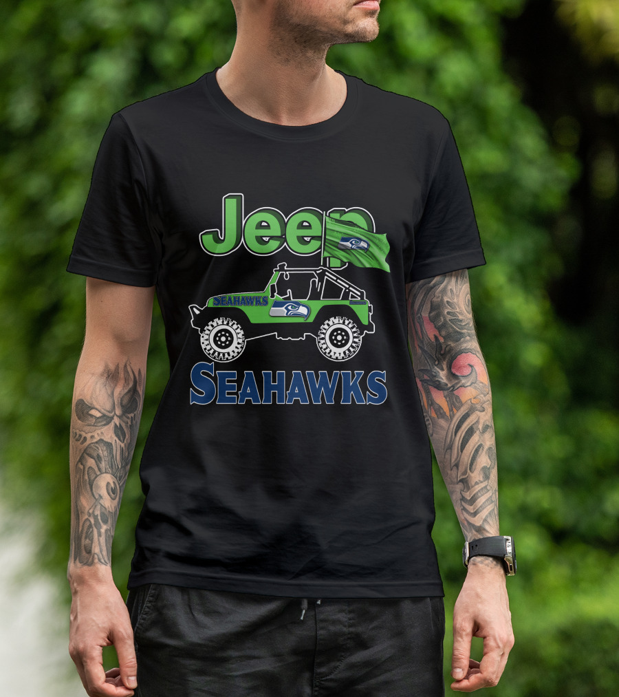 Jeep Seattle Seahawks Enthusiast Ride Flag T-Shirt