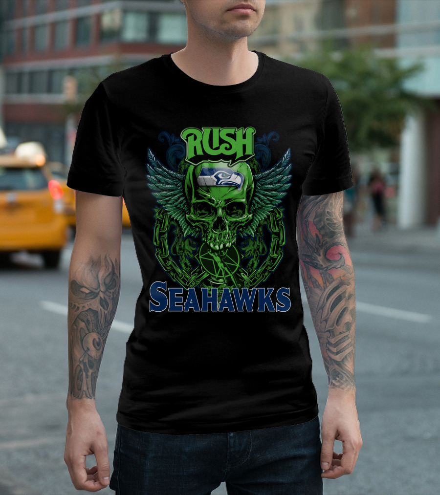 Rush Seattle Seahawks Skull Wing T-Shirt