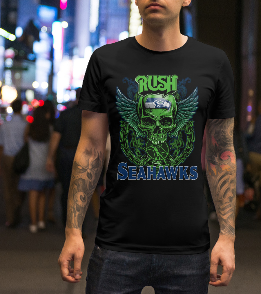 Rush Seattle Seahawks Skull Wing T-Shirt