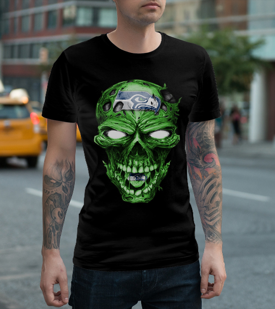 Skull V2 Seattle Seahawks Green Zombie T-Shirt