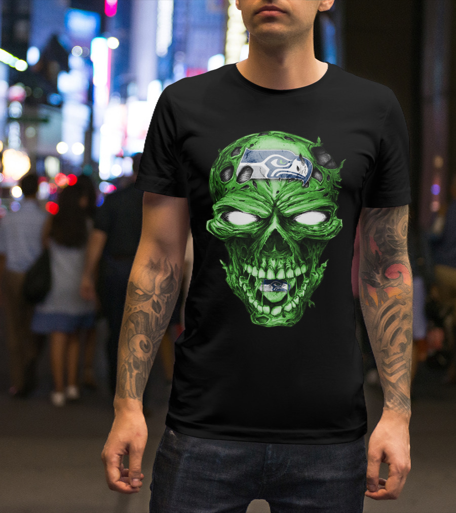 Skull V2 Seattle Seahawks Green Zombie T-Shirt