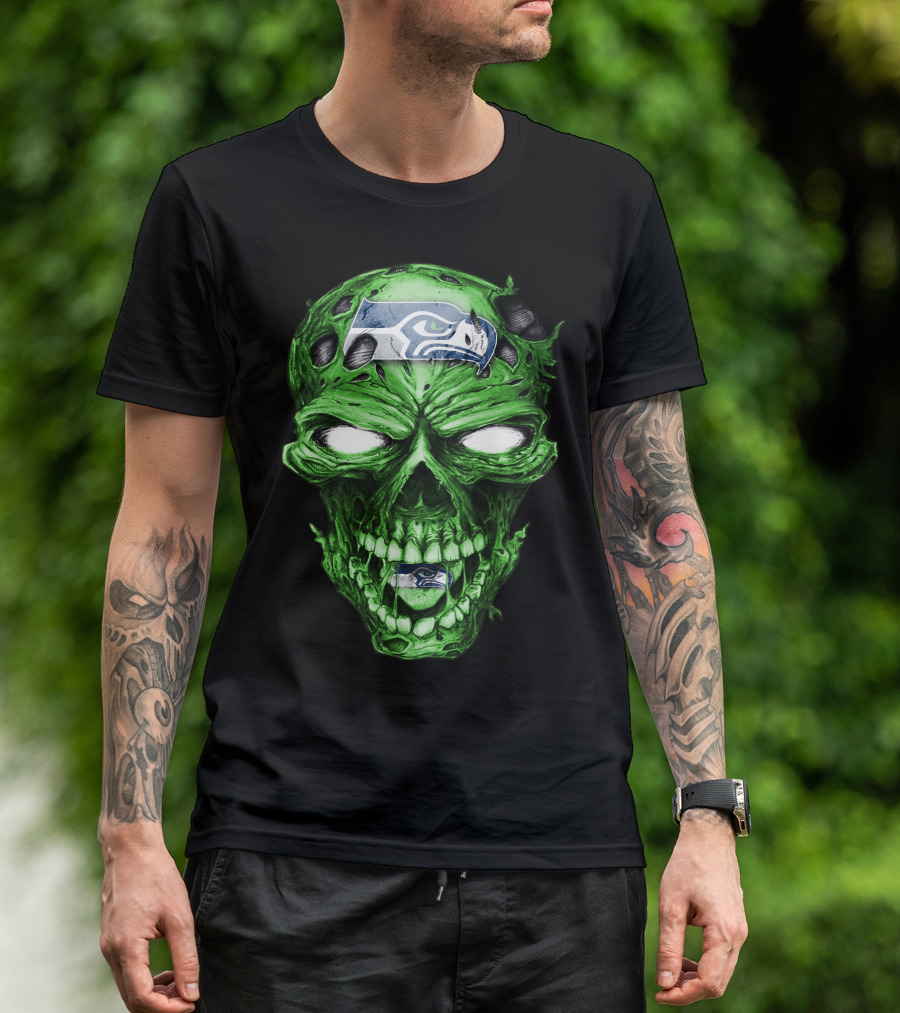 Skull V2 Seattle Seahawks Green Zombie T-Shirt