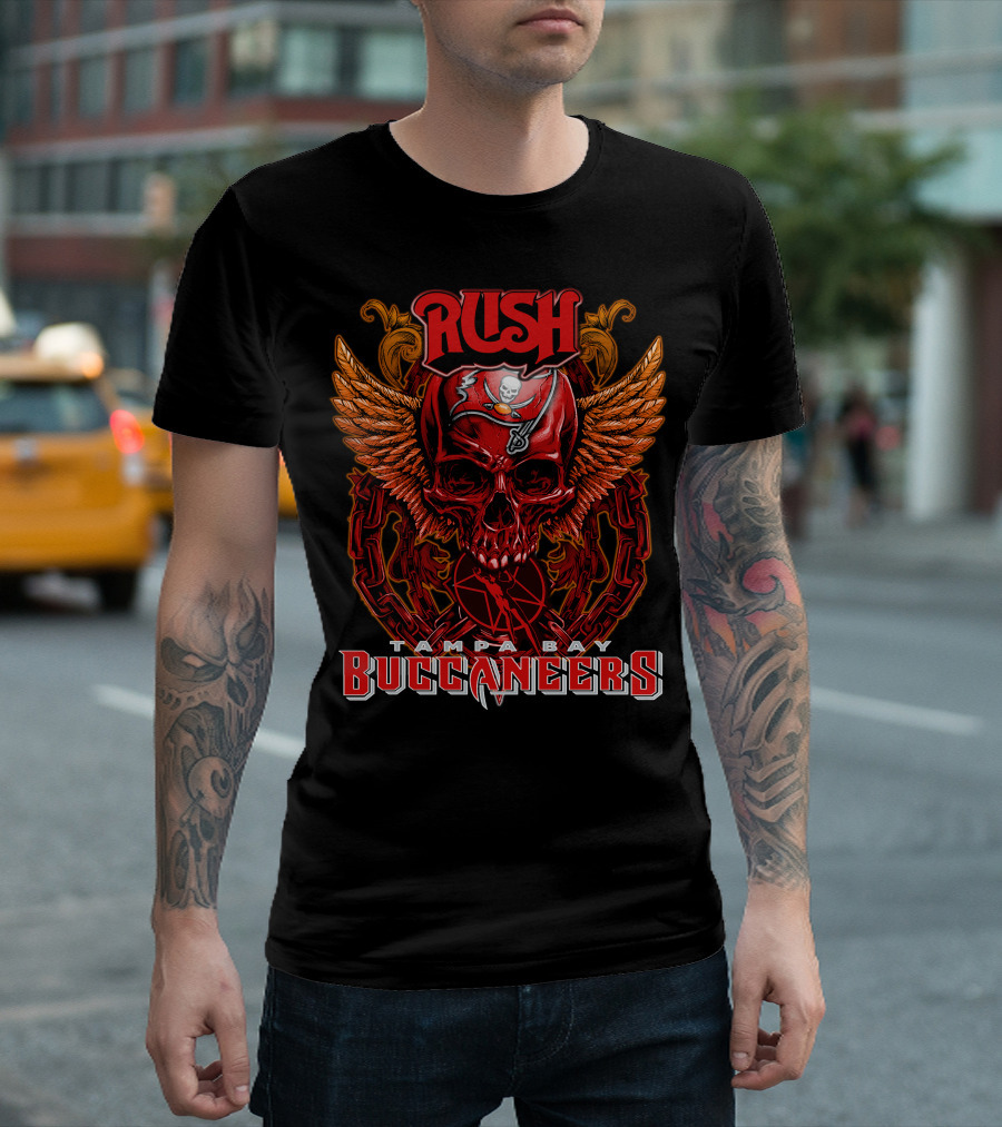Rush Tampa Bay Buccaneers Skull Wings and Chains T-Shirt
