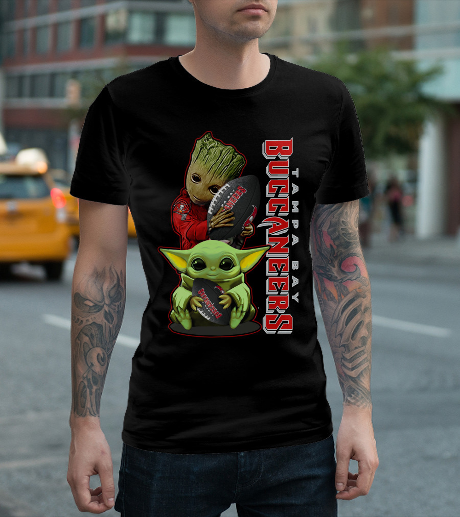 Grzd Tampa Bay Buccaneers Groot Baby Yoda Football T-Shirt