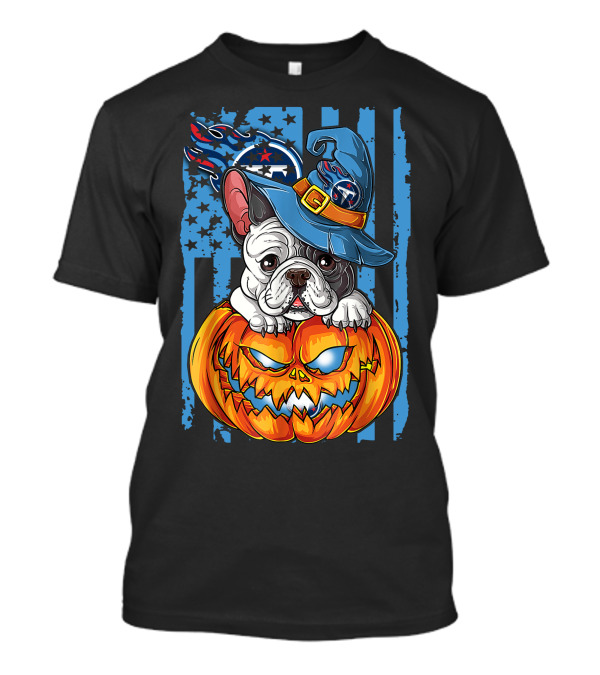 Hlw Bulldog Tennessee Titans Halloween Pumpkin Wizard Hat T-Shirt