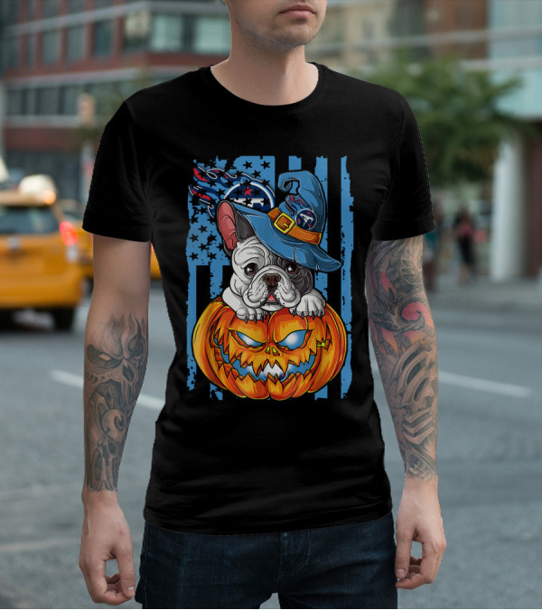 Hlw Bulldog Tennessee Titans Halloween Pumpkin Wizard Hat T-Shirt