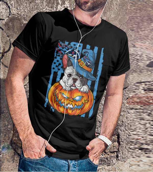 Hlw Bulldog Tennessee Titans Halloween Pumpkin Wizard Hat T-Shirt