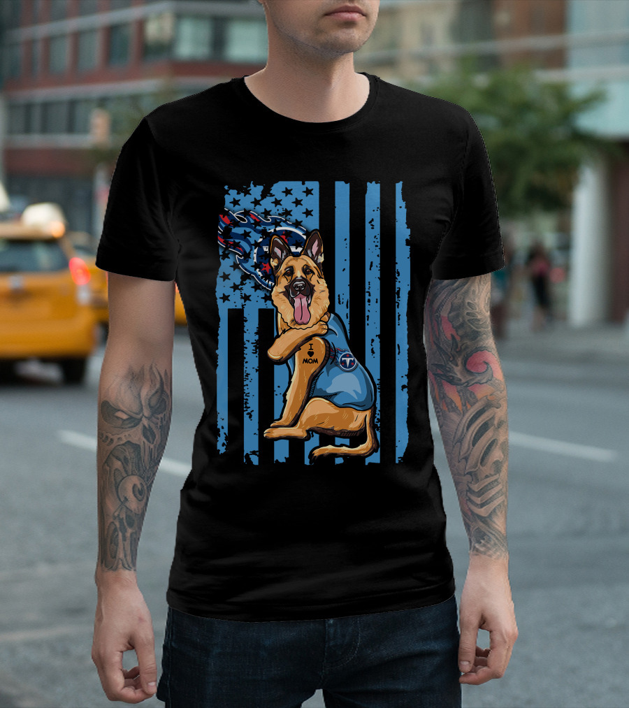 German Shepherd I Mom Tennessee Titans Flag T-Shirt