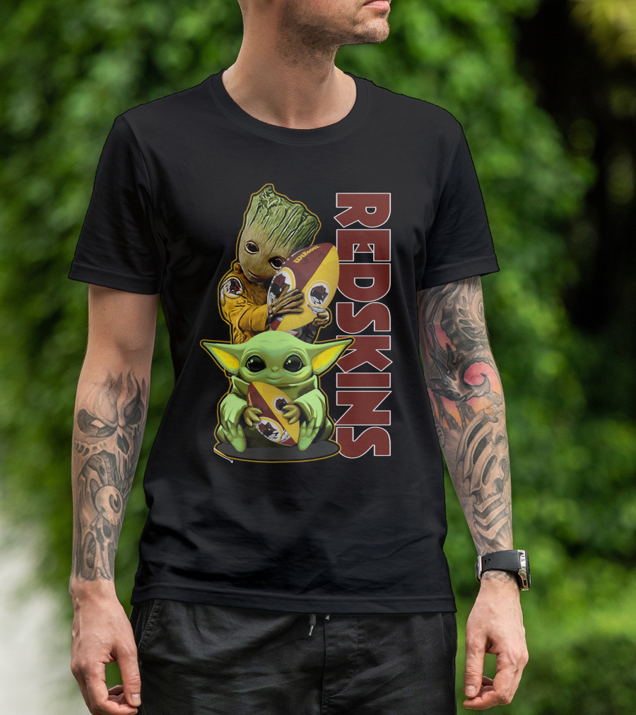 Groot Baby Yoda Washington Redskins Football T-Shirt