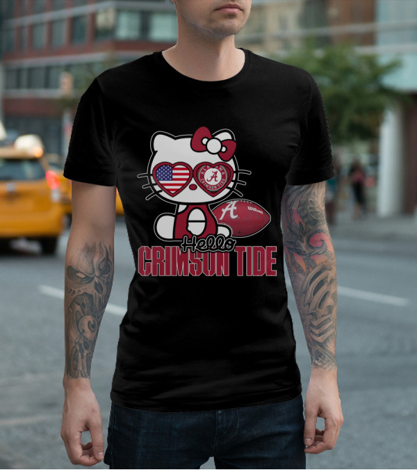 Hello Kitty Alabama Crimson Tide Football Usa Flag T-Shirt
