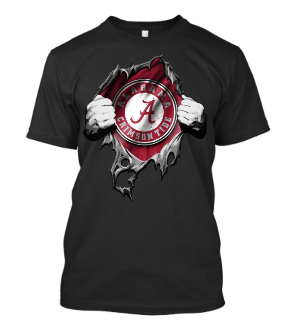 Torn V2 Alabama Crimson Tide Logo Hands Rip Through T-Shirt