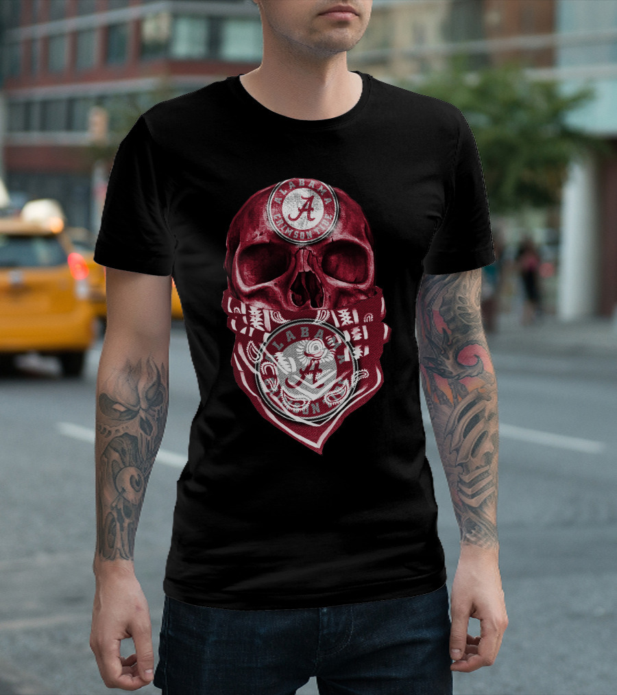 Skull Alabama Crimson Tide Bandana T-Shirt
