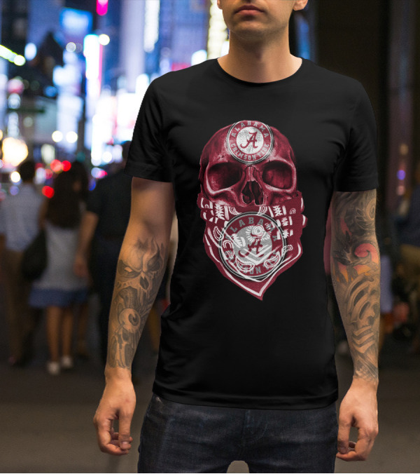 Skull Alabama Crimson Tide Bandana T-Shirt