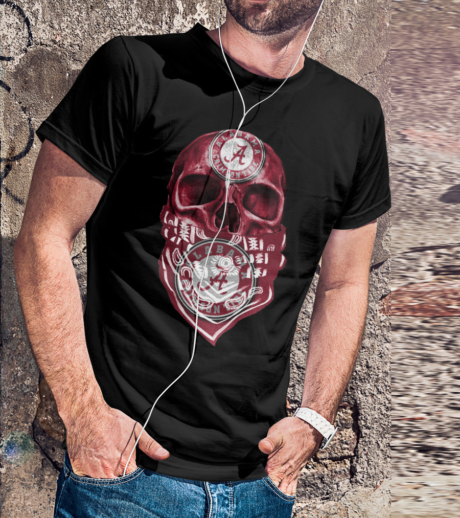 Skull Alabama Crimson Tide Bandana T-Shirt