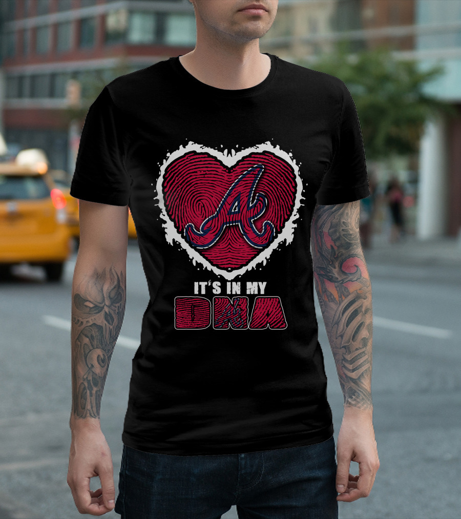 It's in My DNA Atlanta Braves Heart Fingerprint T-Shirt