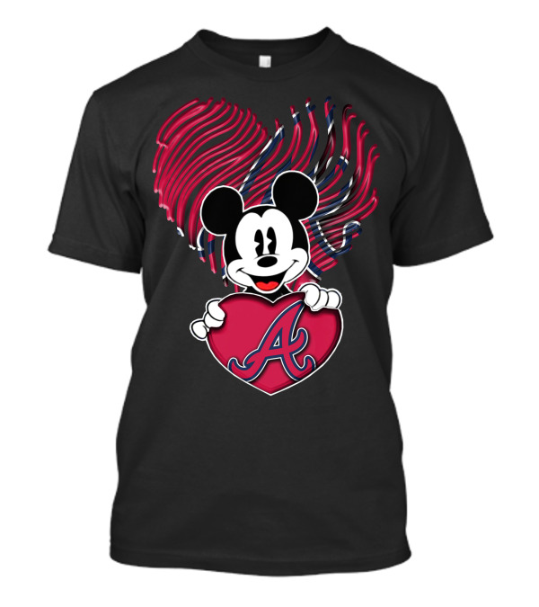 Mickey Mouse Atlanta Braves Heart T-Shirt