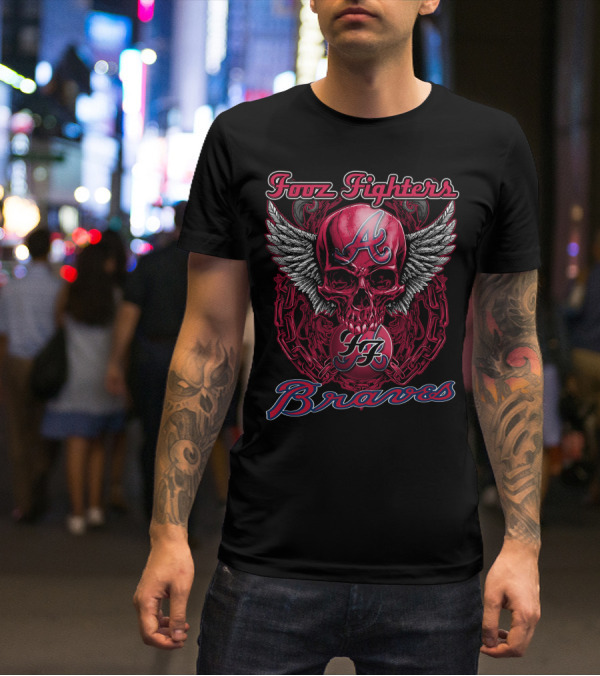 Fooz Fighters Atlanta Braves Skull Wings T-Shirt
