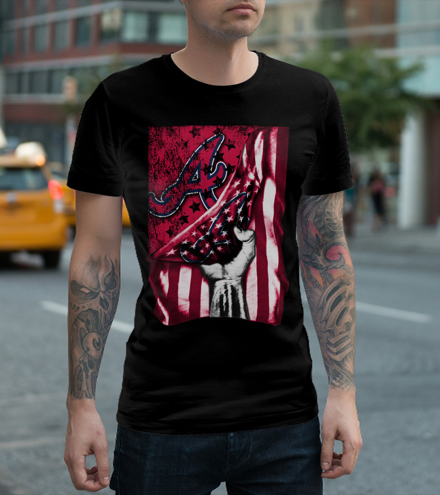 Flag Atlanta Braves Stars Stripes Baseball T-Shirt
