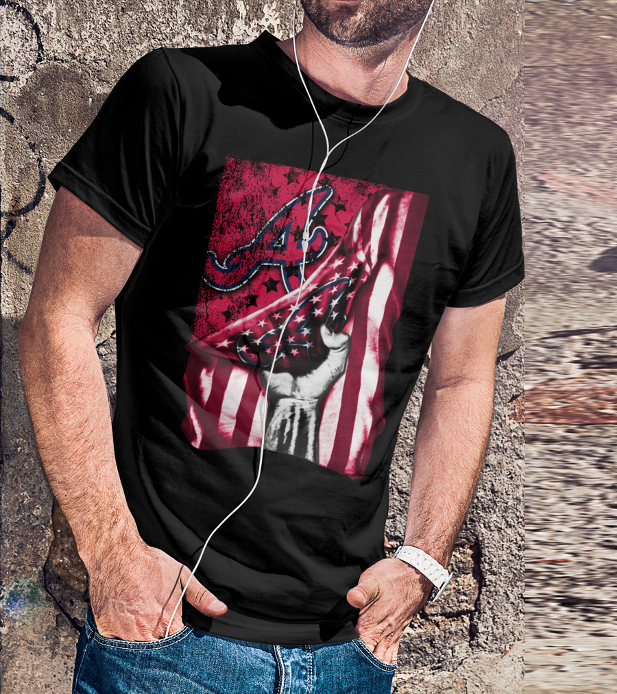 Flag Atlanta Braves Stars Stripes Baseball T-Shirt