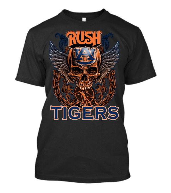Rush Auburn Tigers Skull Wings Chains T-Shirt