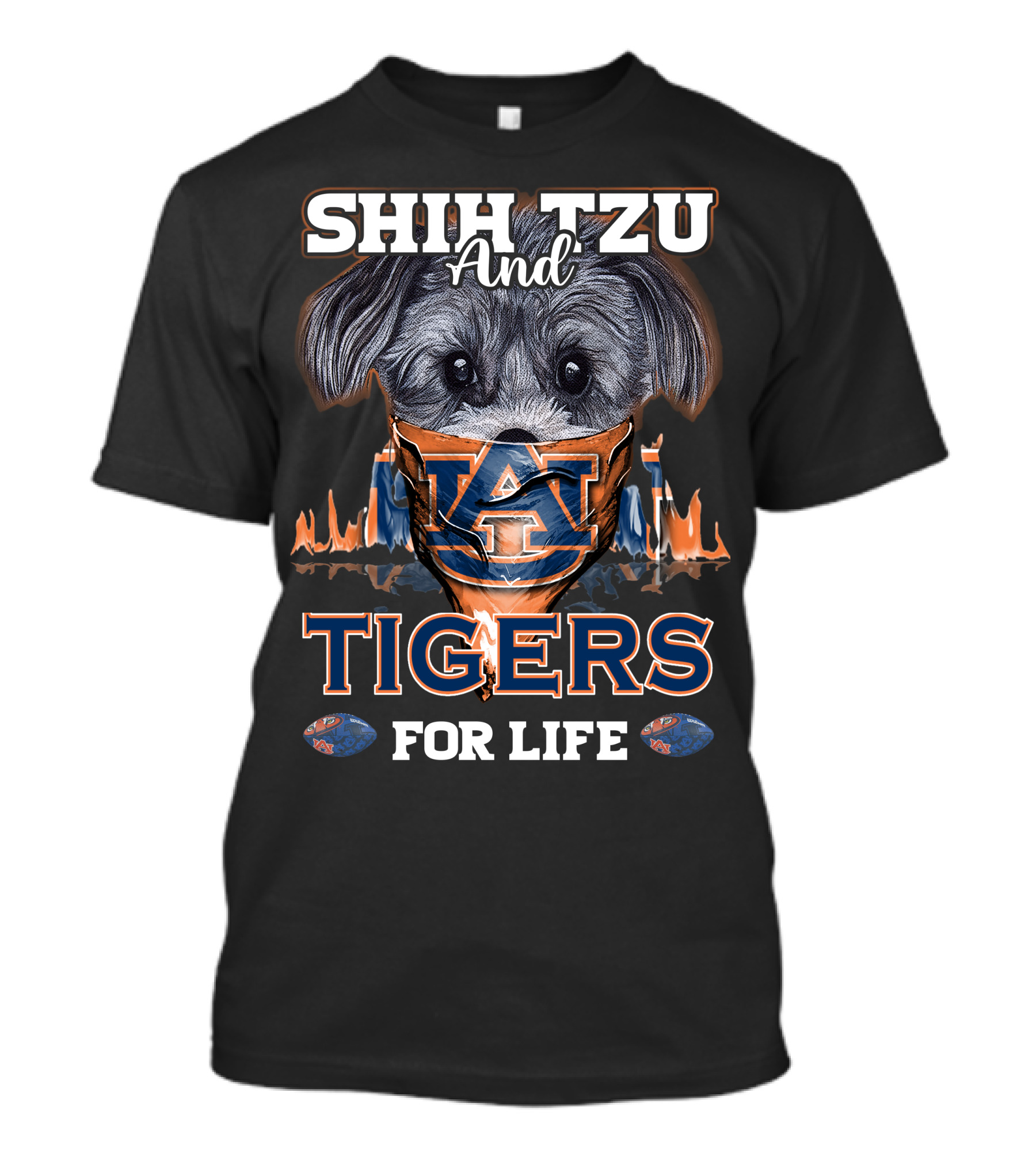 Shih Tzu And Auburn Tigers For Life T-Shirt