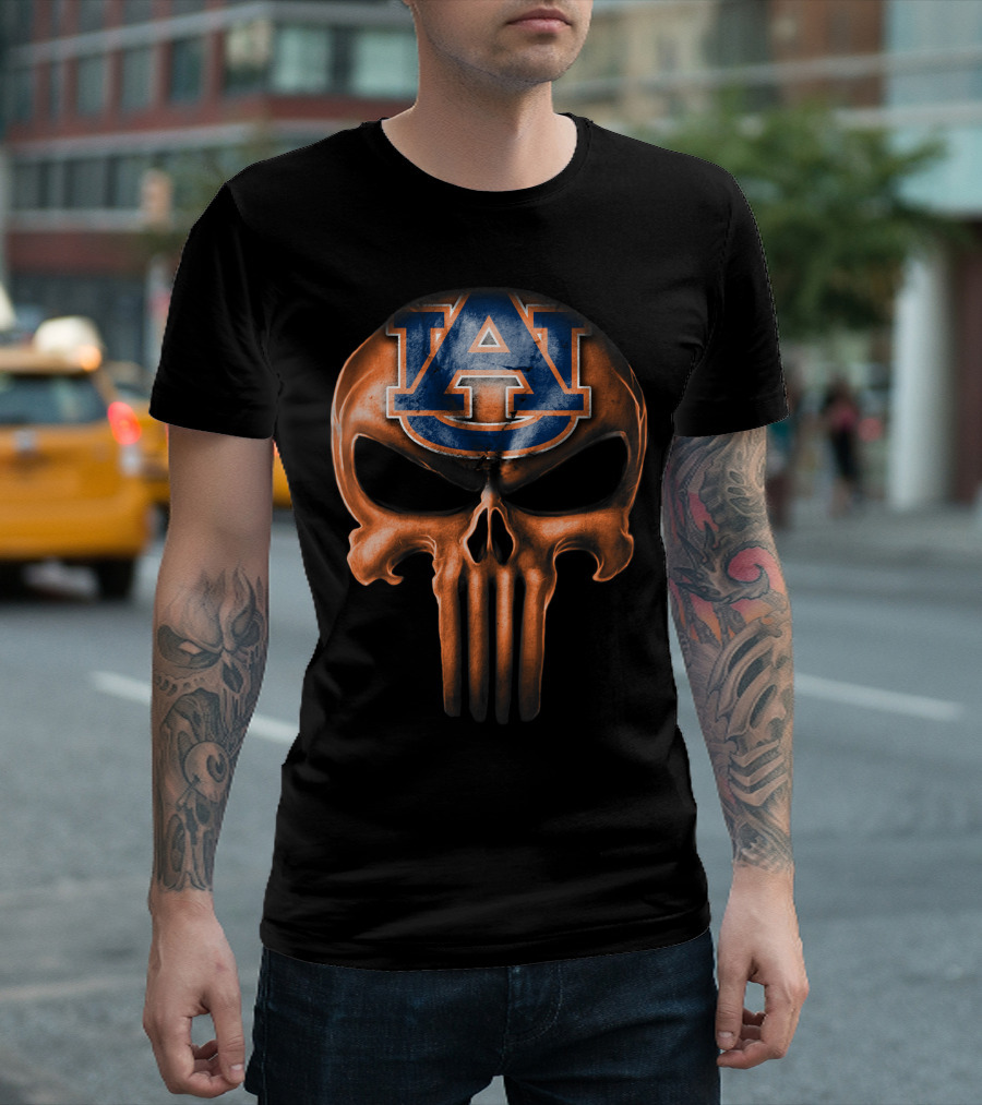 Skull Auburn Tigers Punisher T-Shirt
