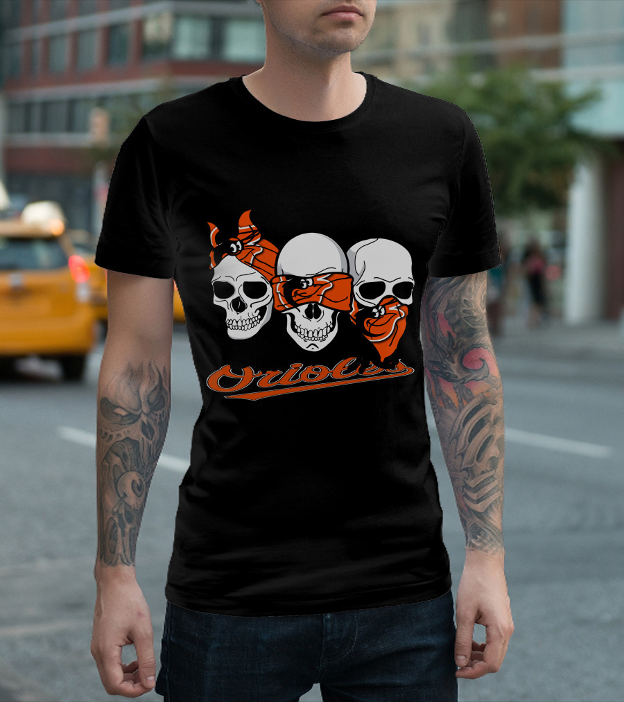 Orioles Three Skull Bandana T-Shirt