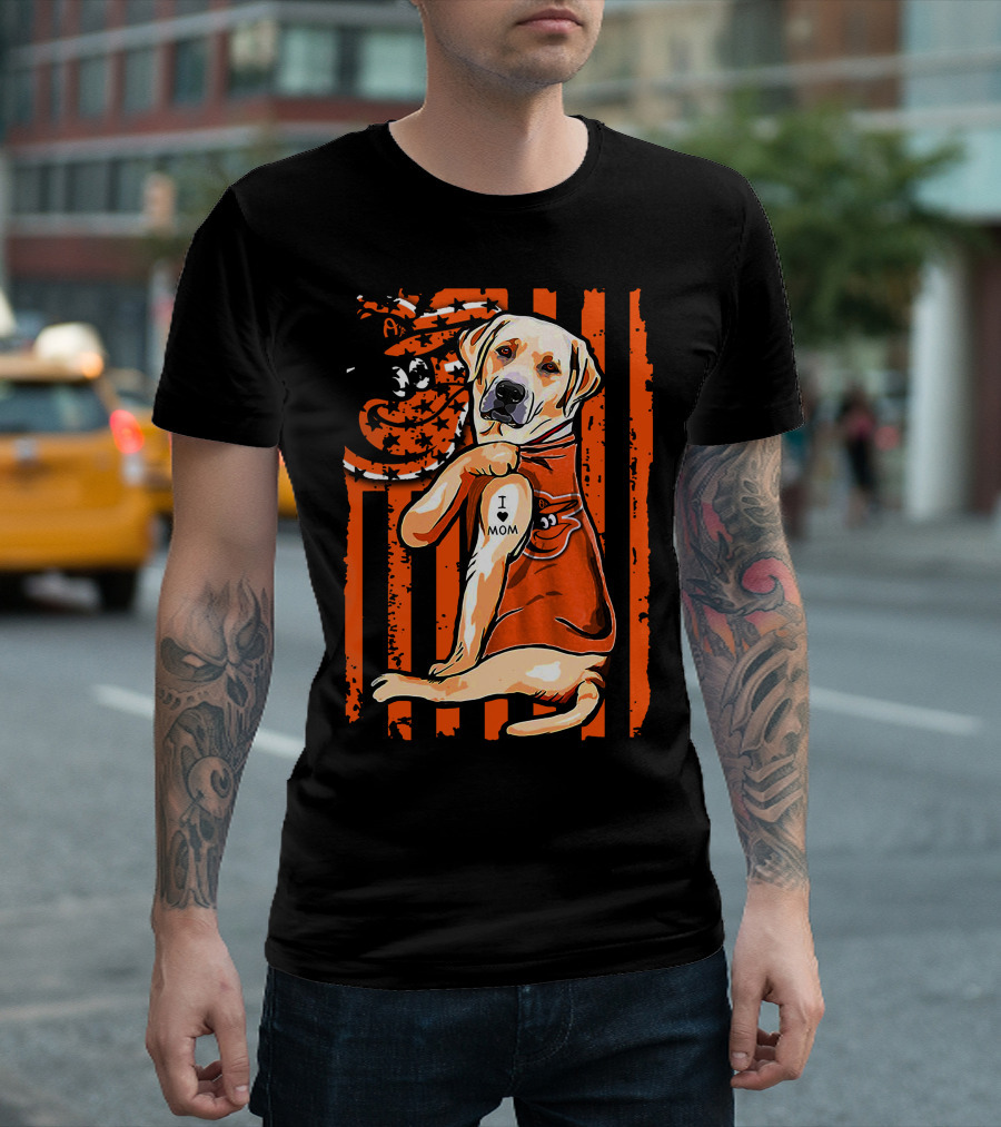 Labrador Retriever I Love Mom Baltimore Orioles Stripes And Mascot T-Shirt