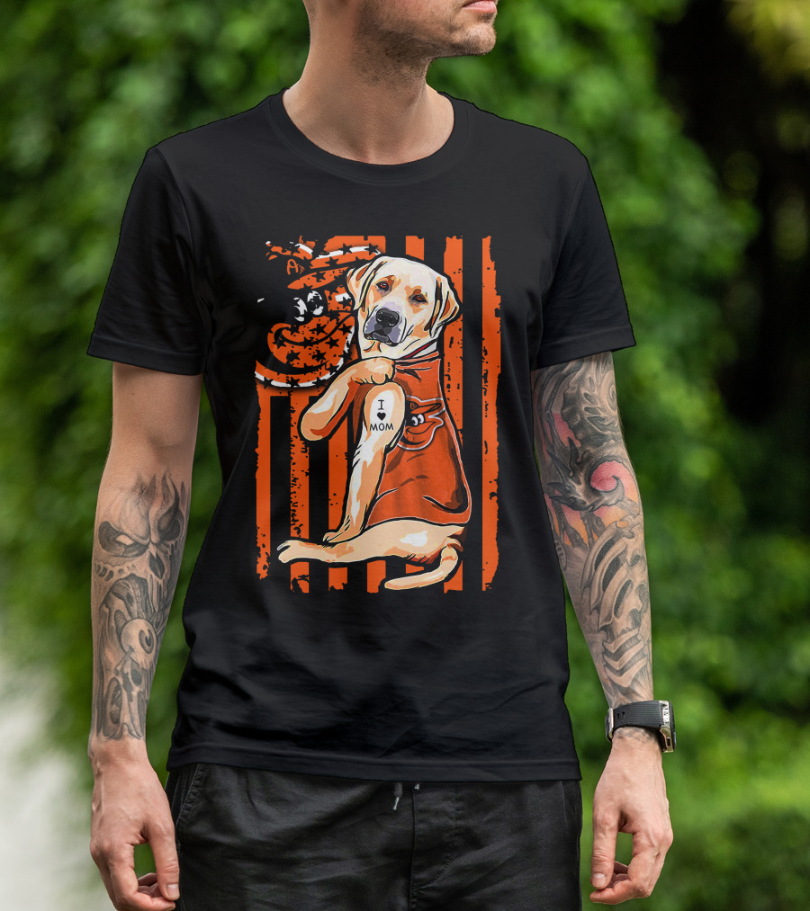Labrador Retriever I Love Mom Baltimore Orioles Stripes And Mascot T-Shirt