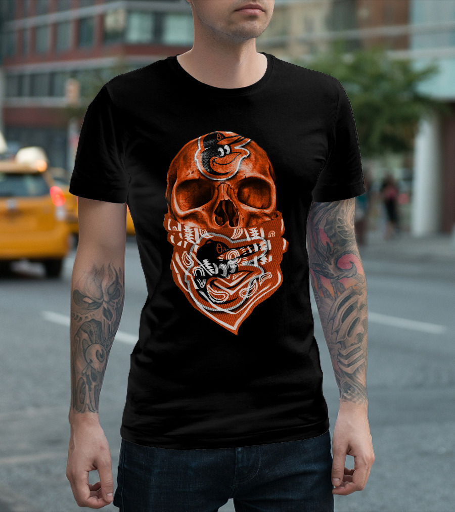 Skull Bandana V5 Baltimore Orioles T-Shirt