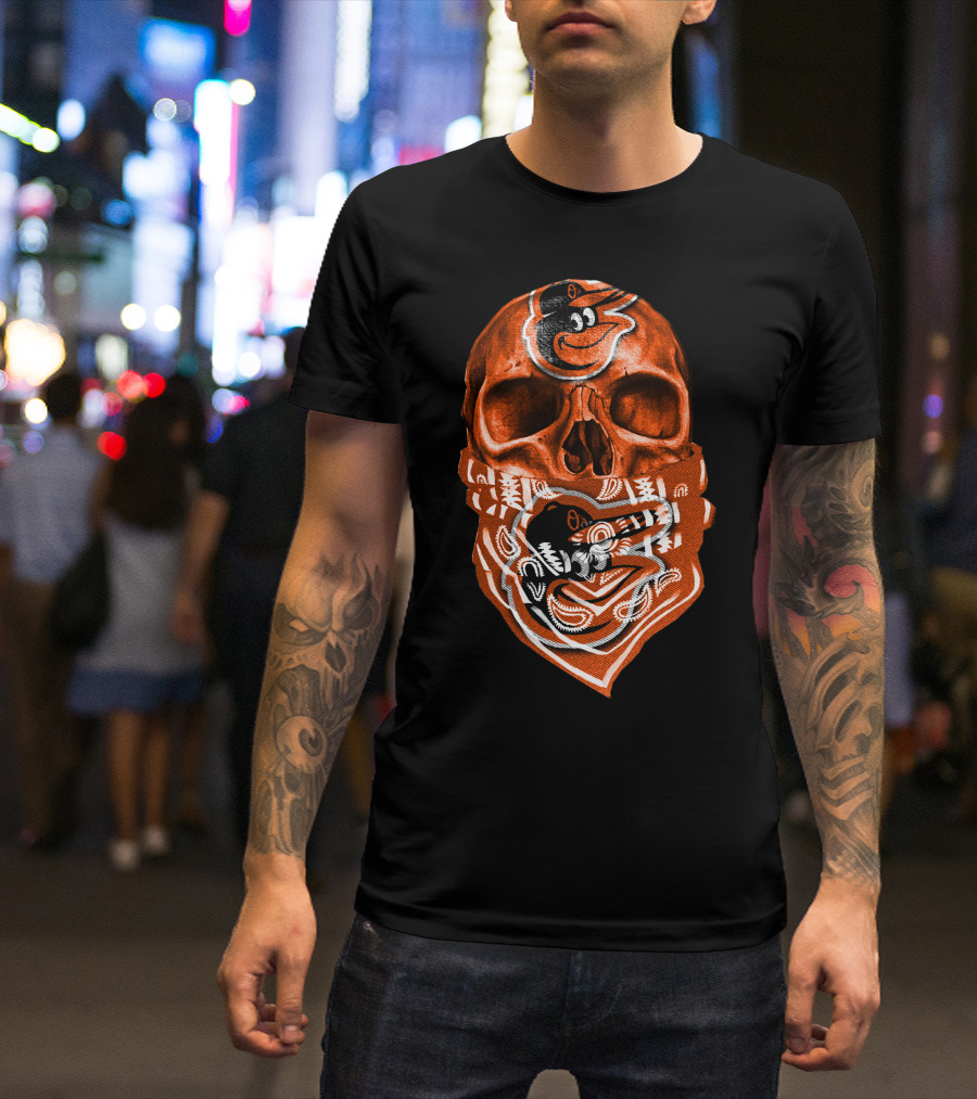 Skull Bandana V5 Baltimore Orioles T-Shirt