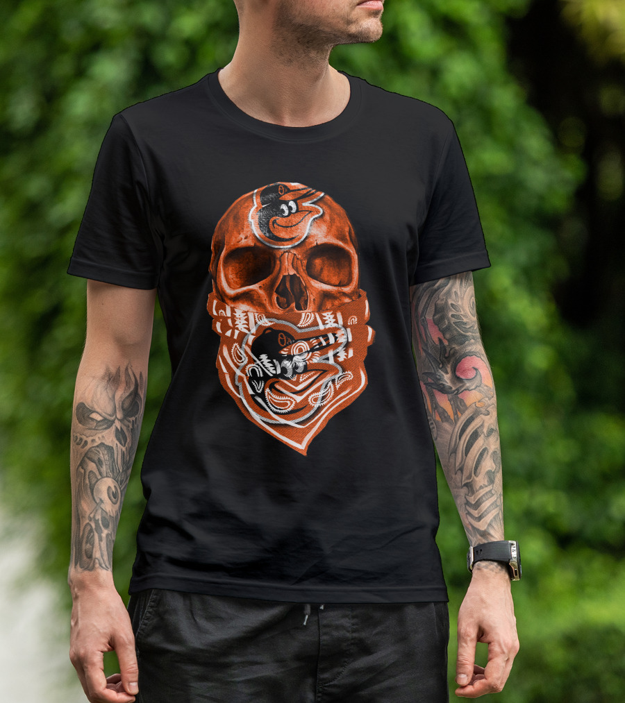 Skull Bandana V5 Baltimore Orioles T-Shirt