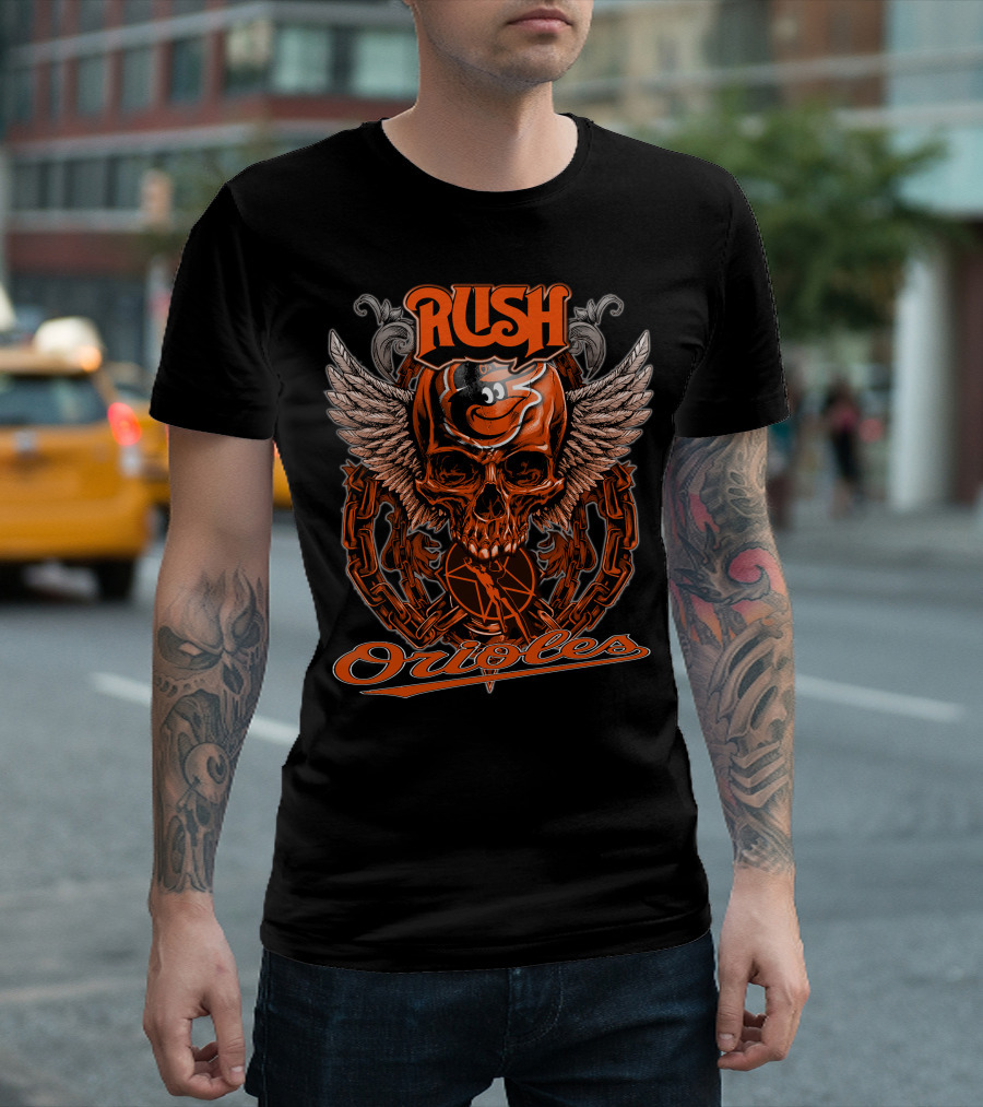 Rush Orioles Skull Wings Chain T-Shirt