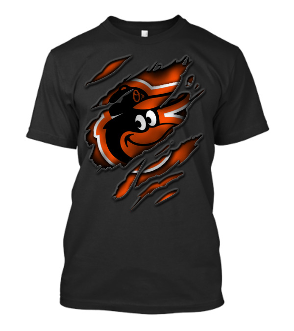 Torn Baltimore Orioles Cartoon Bird T-Shirt