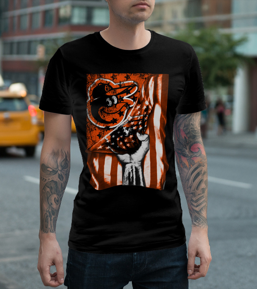 Baltimore Orioles Stars And Stripes Flag T-Shirt