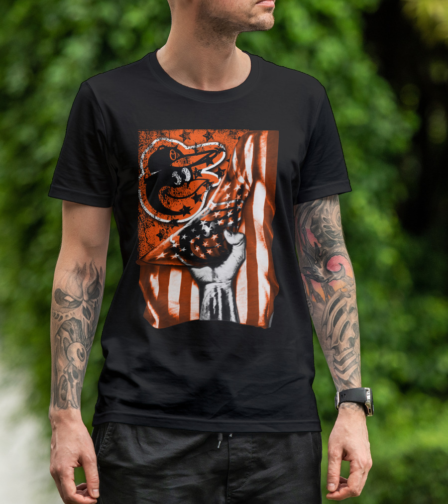 Baltimore Orioles Stars And Stripes Flag T-Shirt