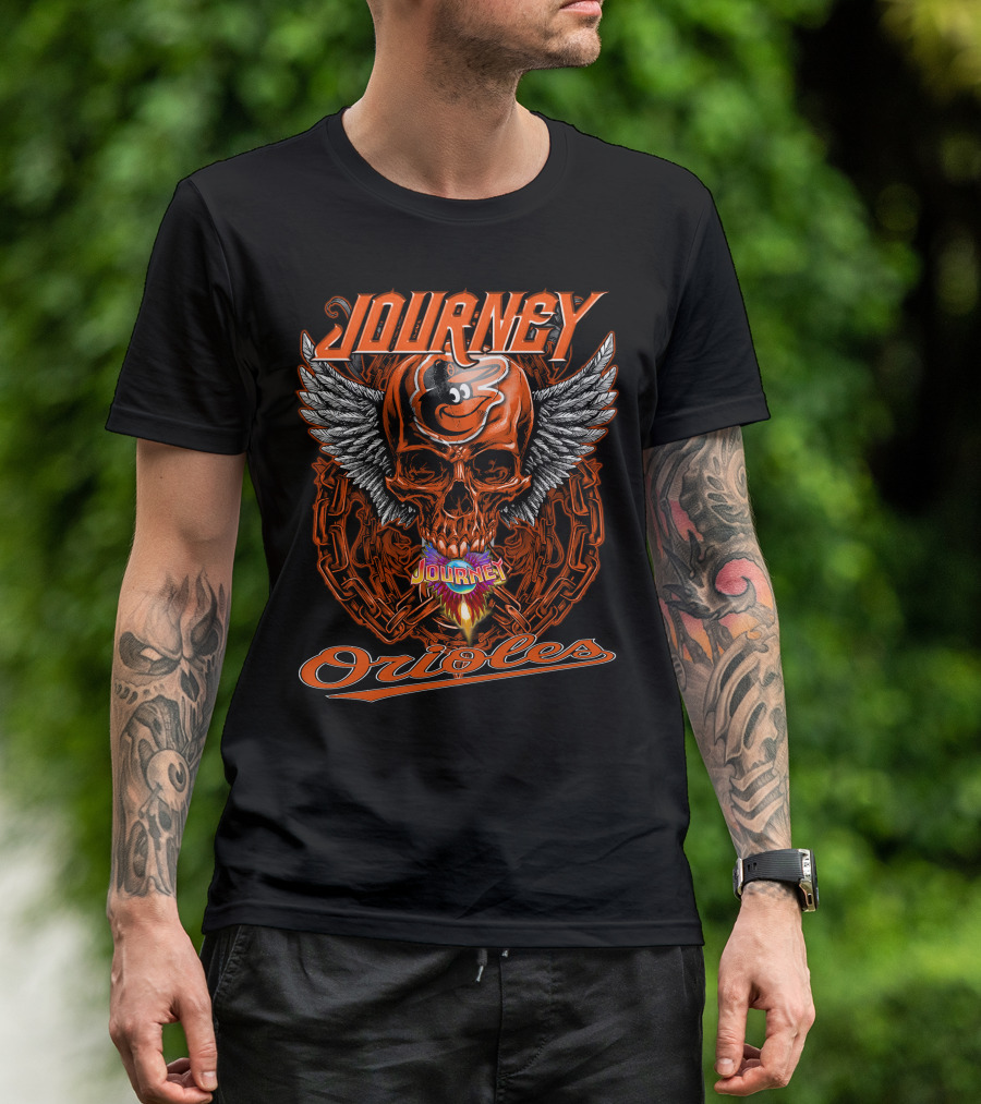 Journey Baltimore Orioles Skull Wings T-Shirt
