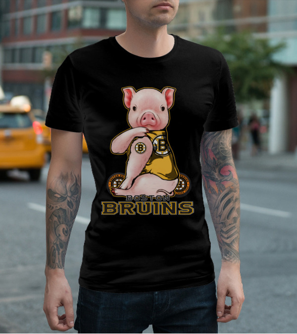Boston Bruins Pig Wearing Team Uniform T-Shirt