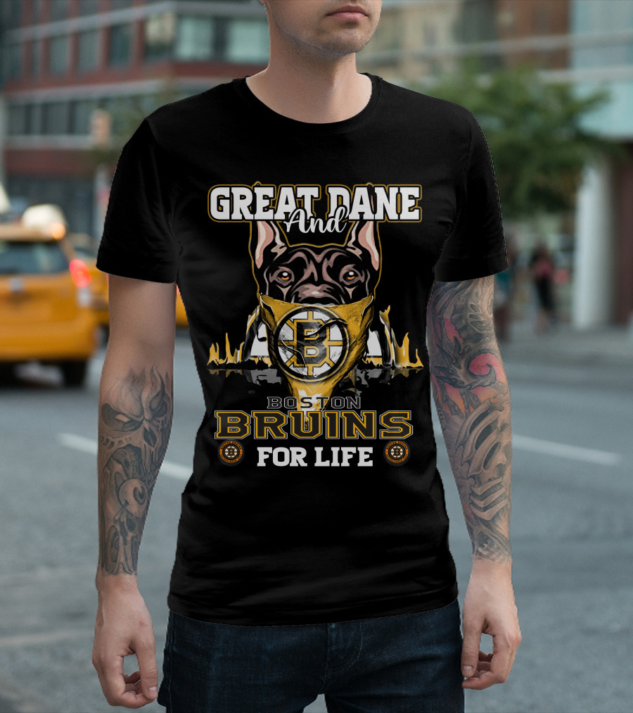 Great Dane and Boston Bruins for Life T-Shirt