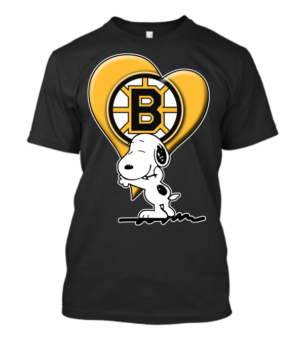 Snoopy Heart Boston Bruins Logo Hug T-Shirt